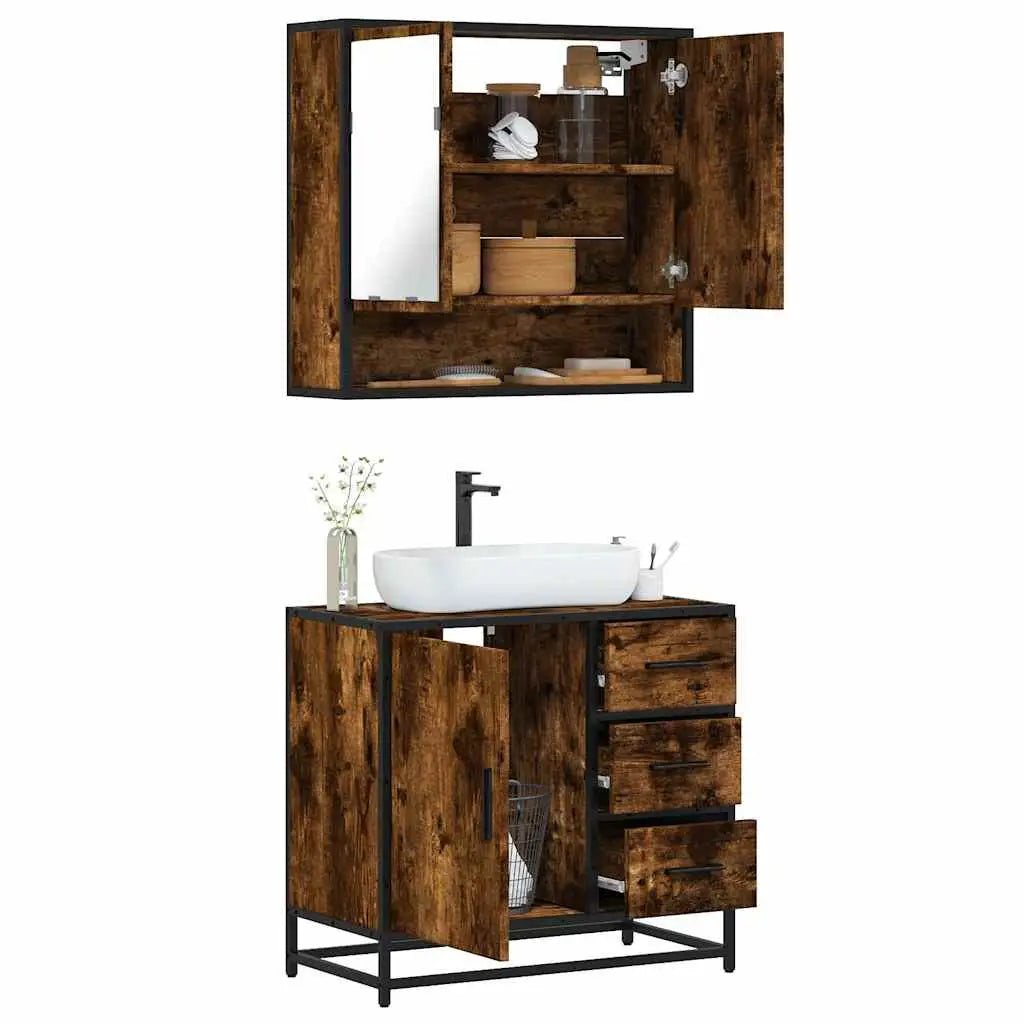 Ensemble de meubles de salle de bain 2 pcs Chêne fumé - XIOS