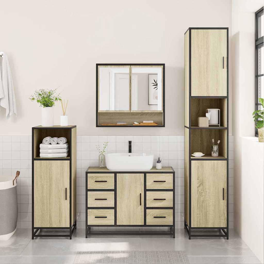 Ensemble de meubles de salle de bain 2 pcs chêne sonoma