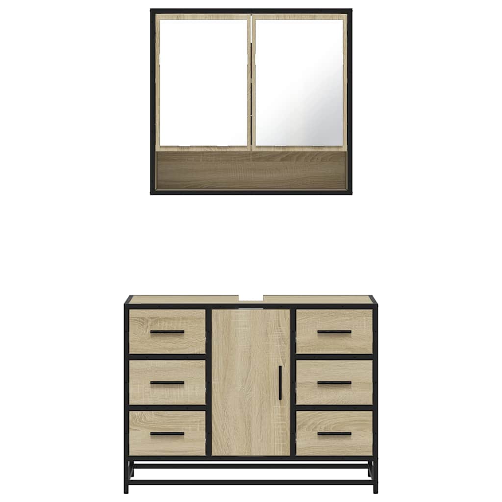 Ensemble de meubles de salle de bain 2 pcs chêne sonoma