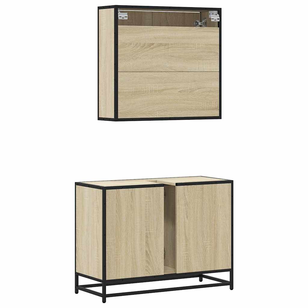 Ensemble de meubles de salle de bain 2 pcs chêne sonoma