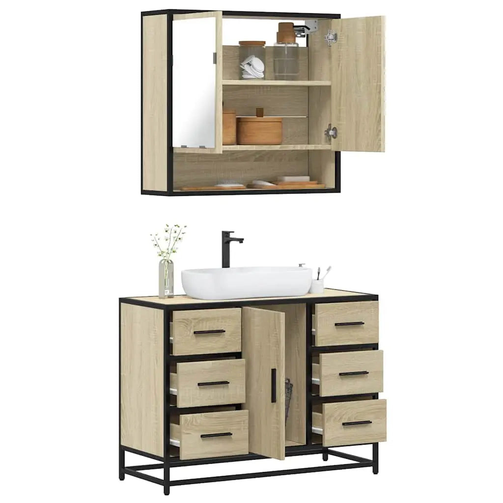 Ensemble de meubles de salle de bain 2 pcs chêne sonoma - XIOS