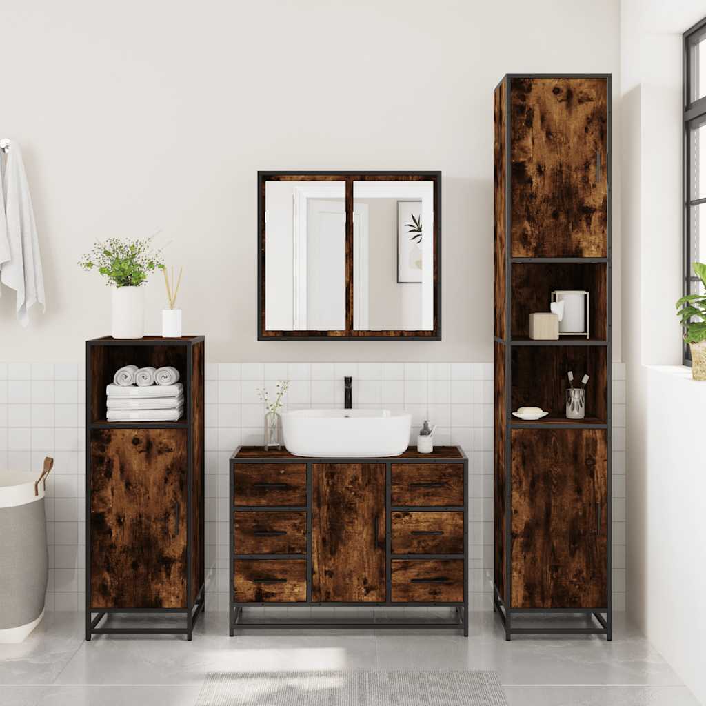 Ensemble de meubles de salle de bain 2 pcs Chêne fumé