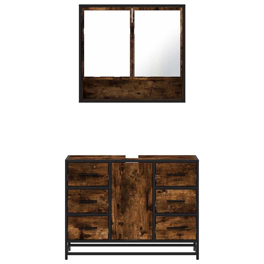 Ensemble de meubles de salle de bain 2 pcs Chêne fumé