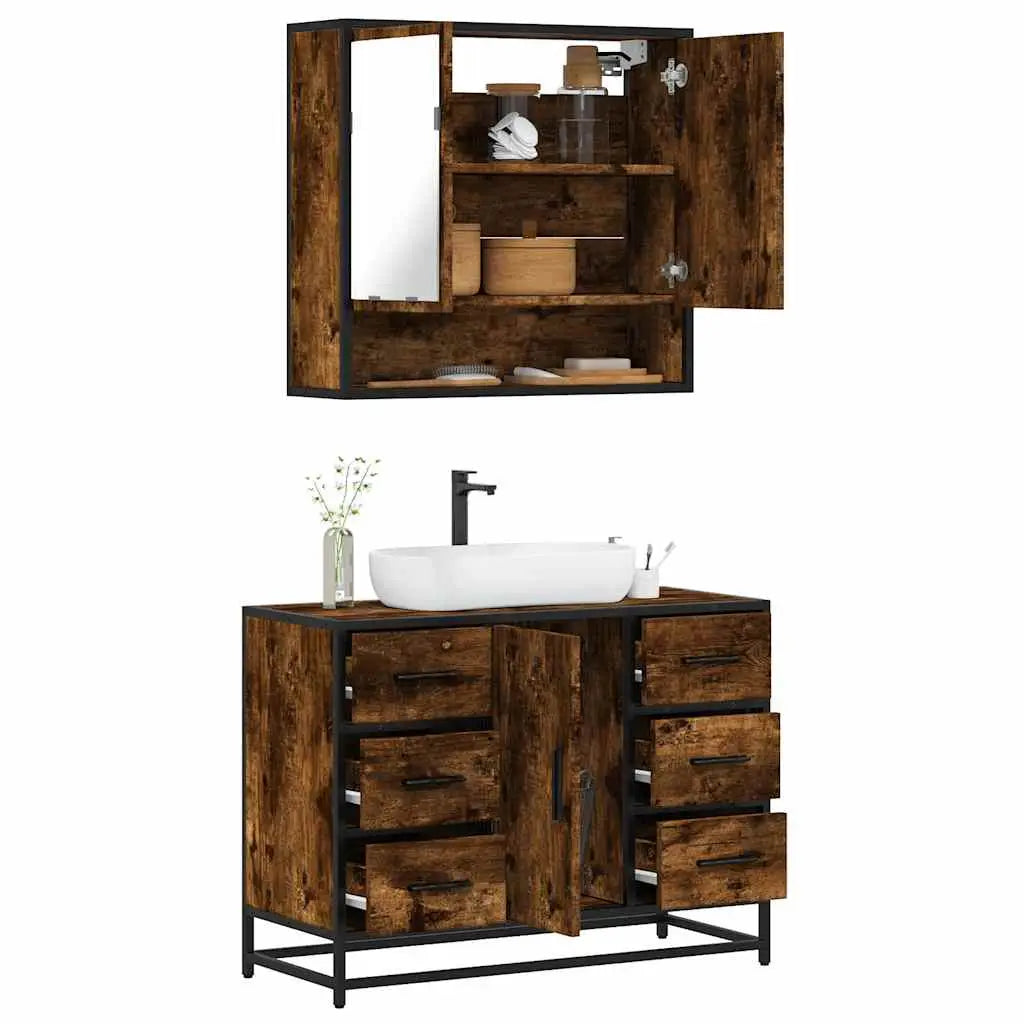 Ensemble de meubles de salle de bain 2 pcs Chêne fumé - XIOS