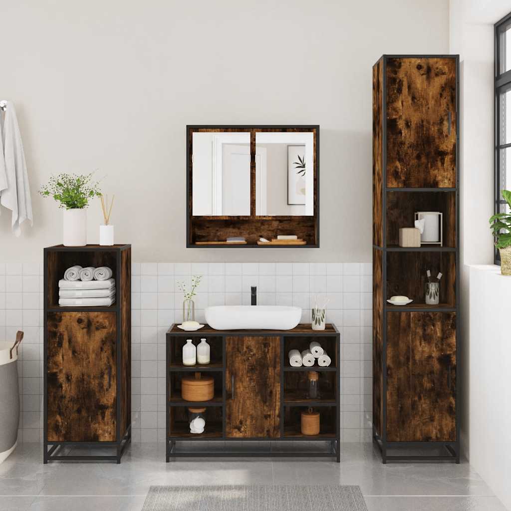 Ensemble de meubles de salle de bain 2 pcs Chêne fumé