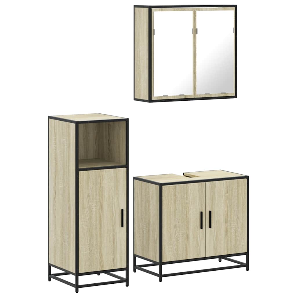 Ensemble de meubles de salle de bain 3 pcs chêne sonoma