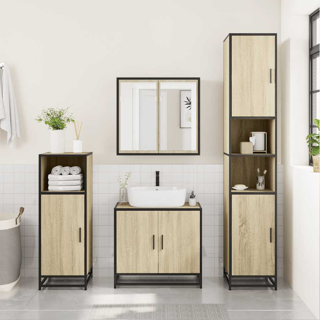 Ensemble de meubles de salle de bain 3 pcs chêne sonoma