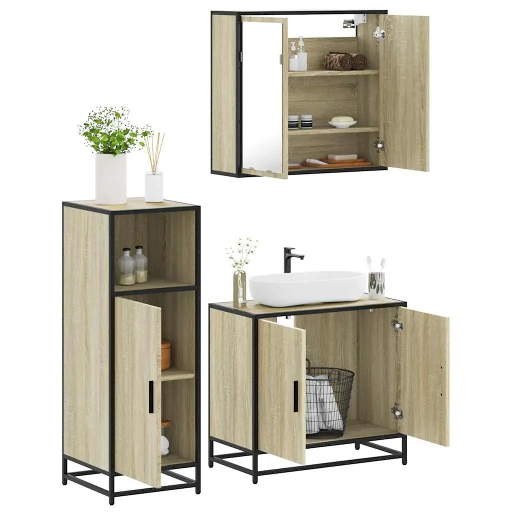 Ensemble de meubles de salle de bain 3 pcs chêne sonoma - XIOS