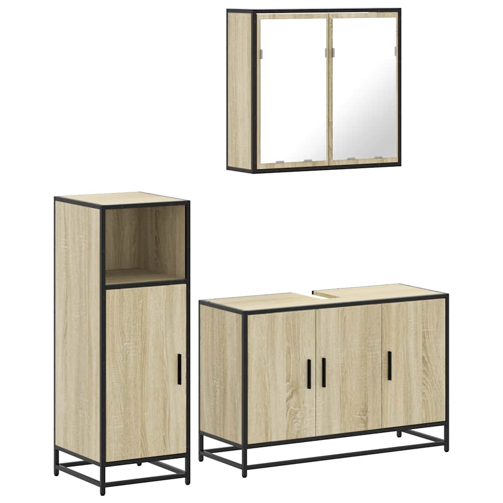 Ensemble de meubles de salle de bain 3 pcs chêne sonoma