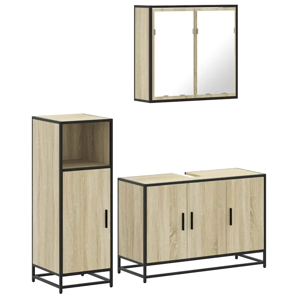 Ensemble de meubles de salle de bain 3 pcs chêne sonoma - XIOS