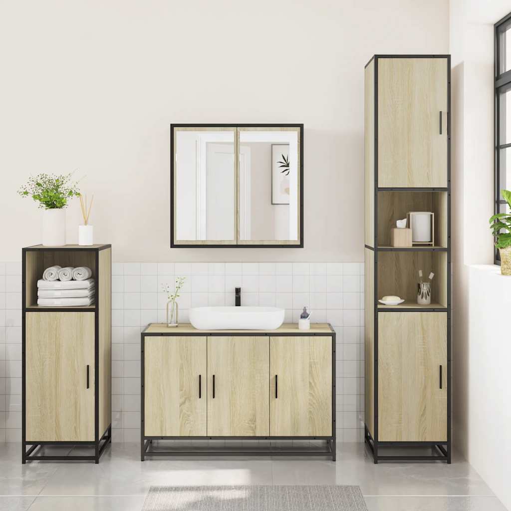 Ensemble de meubles de salle de bain 3 pcs chêne sonoma