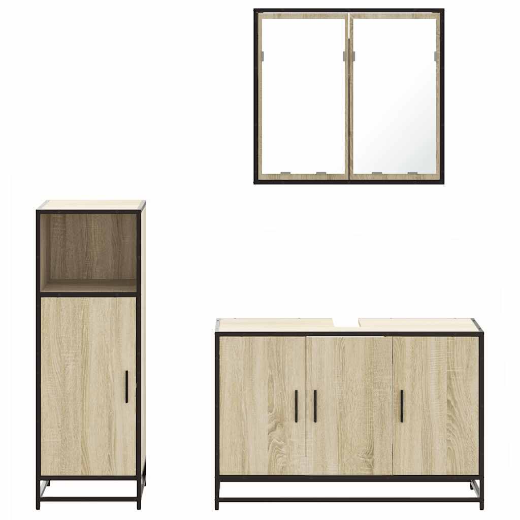 Ensemble de meubles de salle de bain 3 pcs chêne sonoma