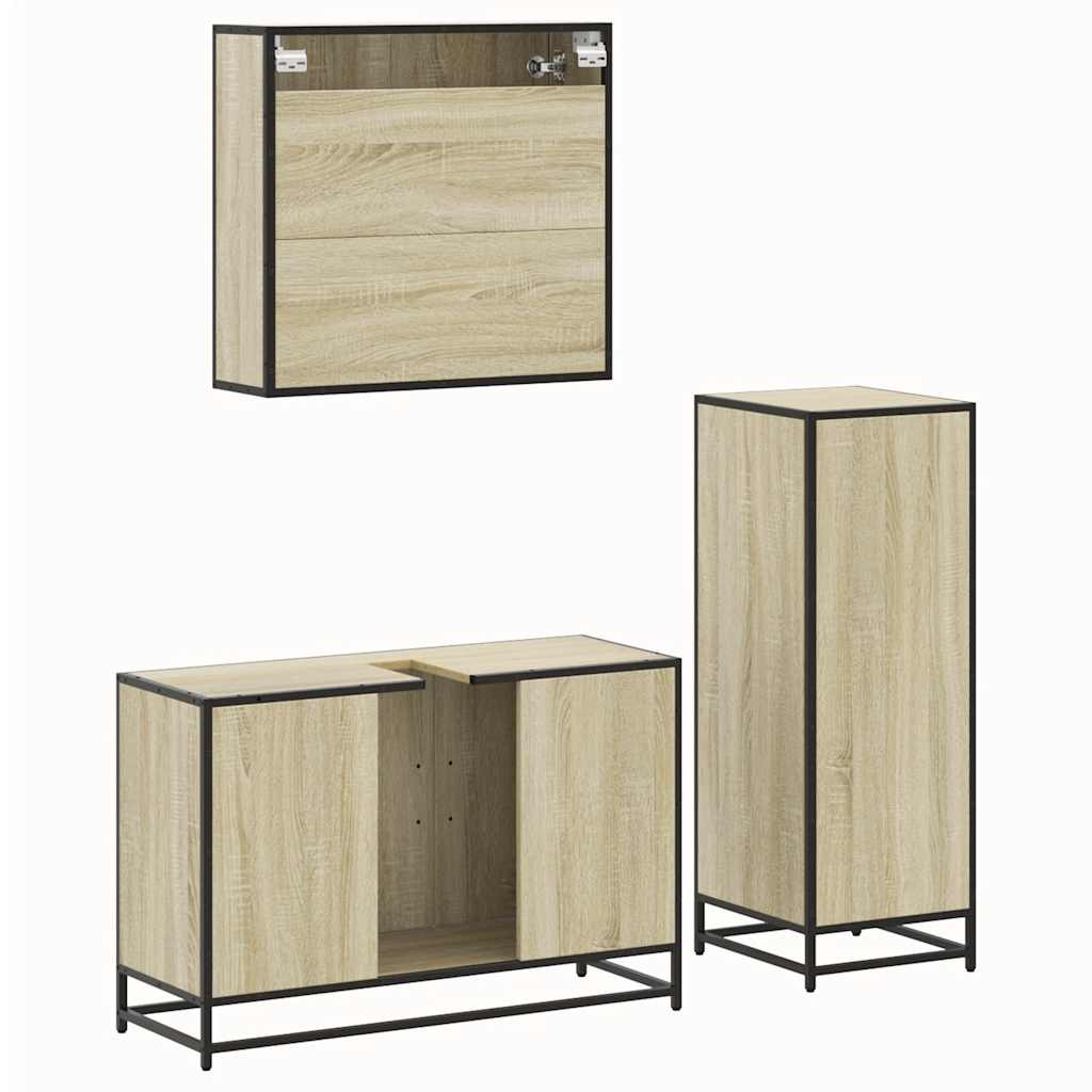 Ensemble de meubles de salle de bain 3 pcs chêne sonoma