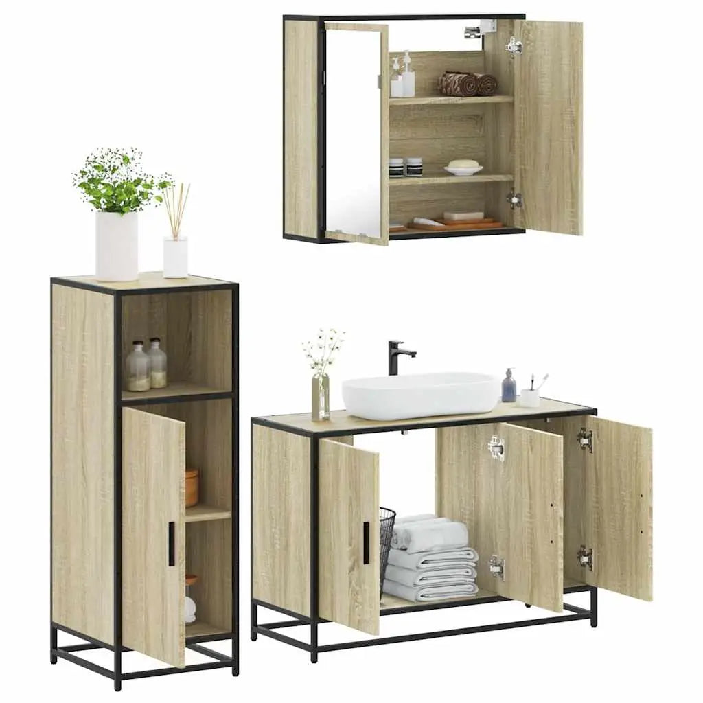 Ensemble de meubles de salle de bain 3 pcs chêne sonoma - XIOS