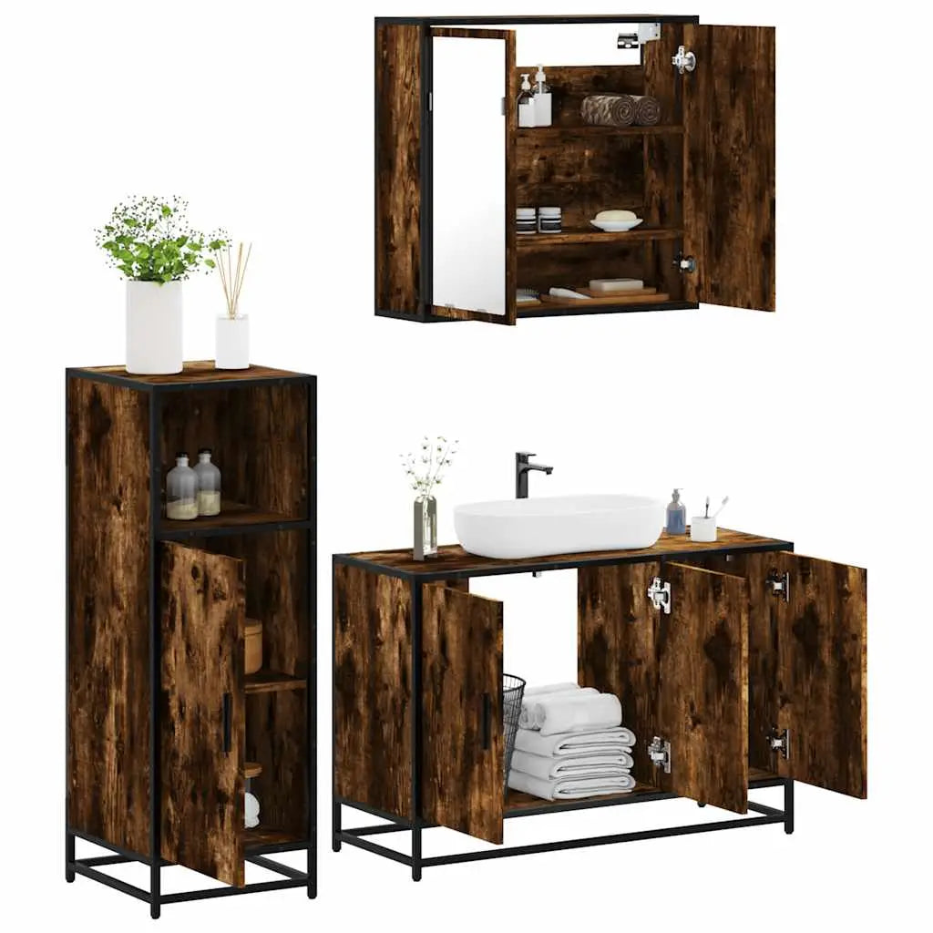 Ensemble de meubles de salle de bain 3 pcs Chêne fumé - XIOS
