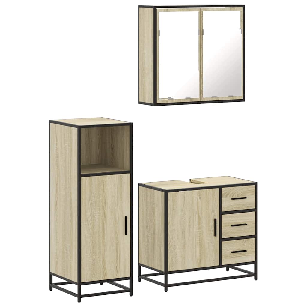 Ensemble de meubles de salle de bain 3 pcs chêne sonoma