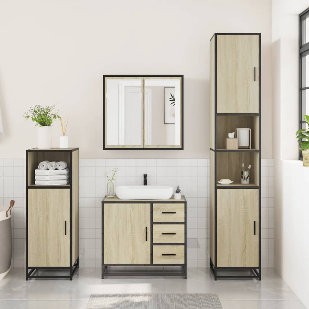 Ensemble de meubles de salle de bain 3 pcs chêne sonoma