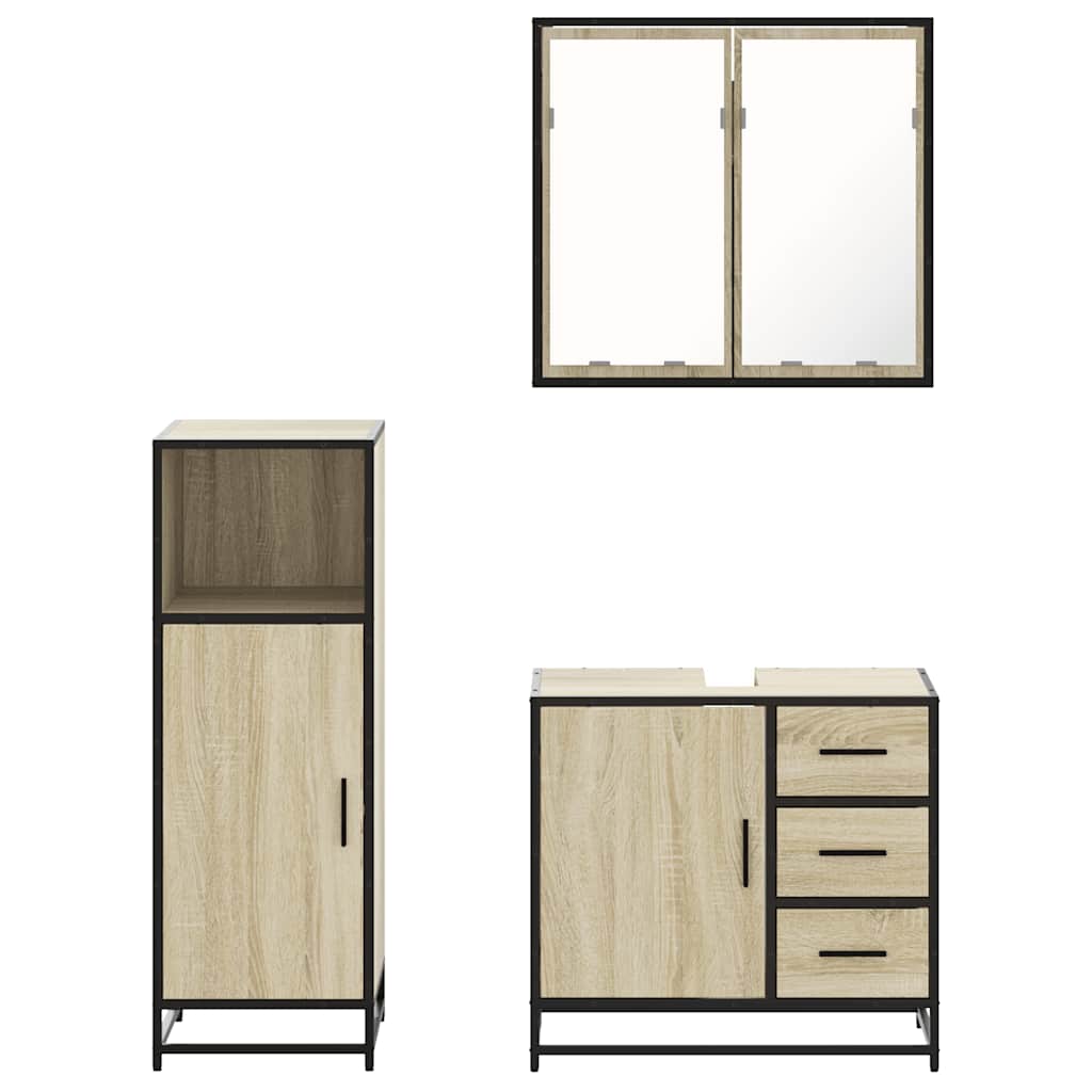 Ensemble de meubles de salle de bain 3 pcs chêne sonoma