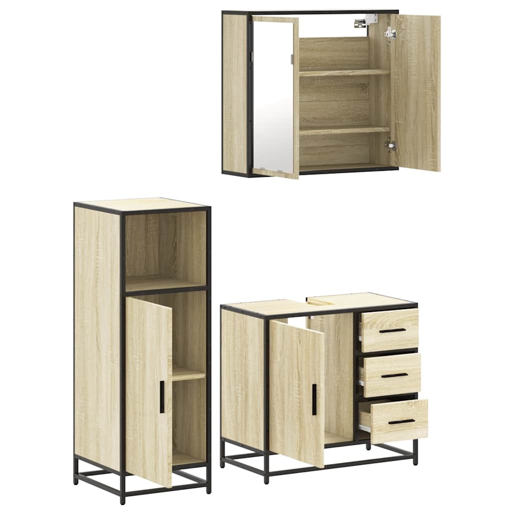 Ensemble de meubles de salle de bain 3 pcs chêne sonoma