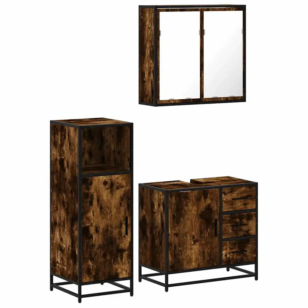 Ensemble de meubles de salle de bain 3 pcs Chêne fumé - XIOS
