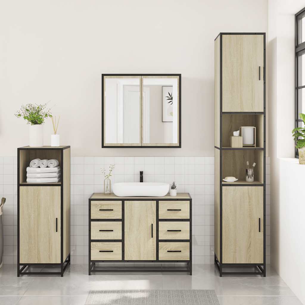 Ensemble de meubles de salle de bain 3 pcs chêne sonoma