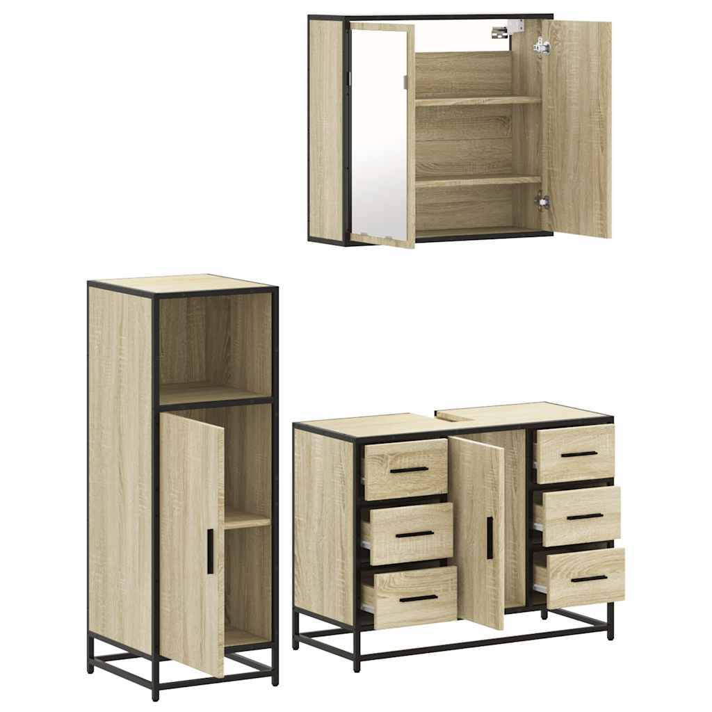 Ensemble de meubles de salle de bain 3 pcs chêne sonoma