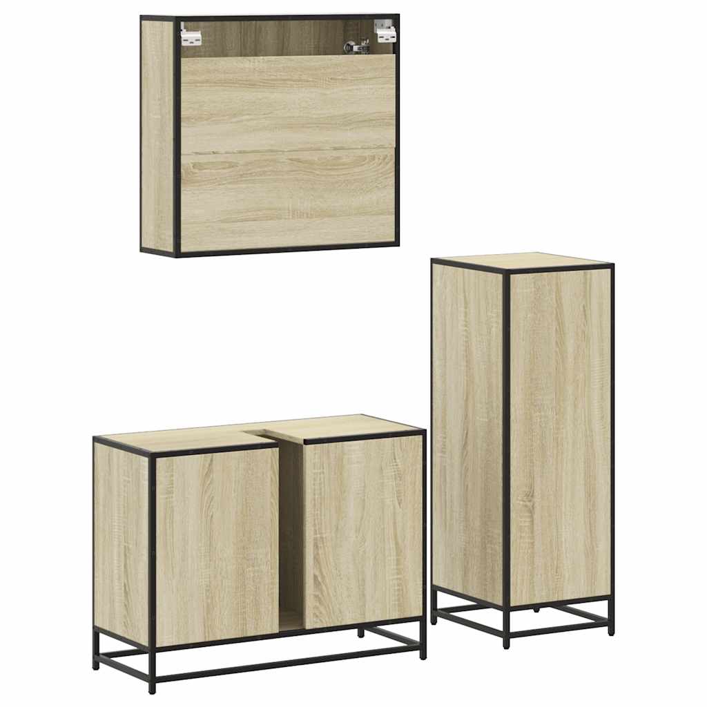 Ensemble de meubles de salle de bain 3 pcs chêne sonoma