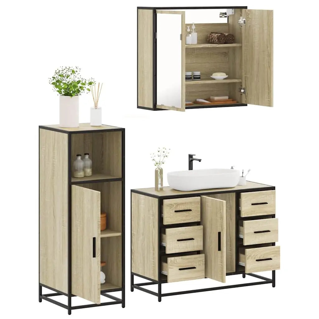 Ensemble de meubles de salle de bain 3 pcs chêne sonoma - XIOS