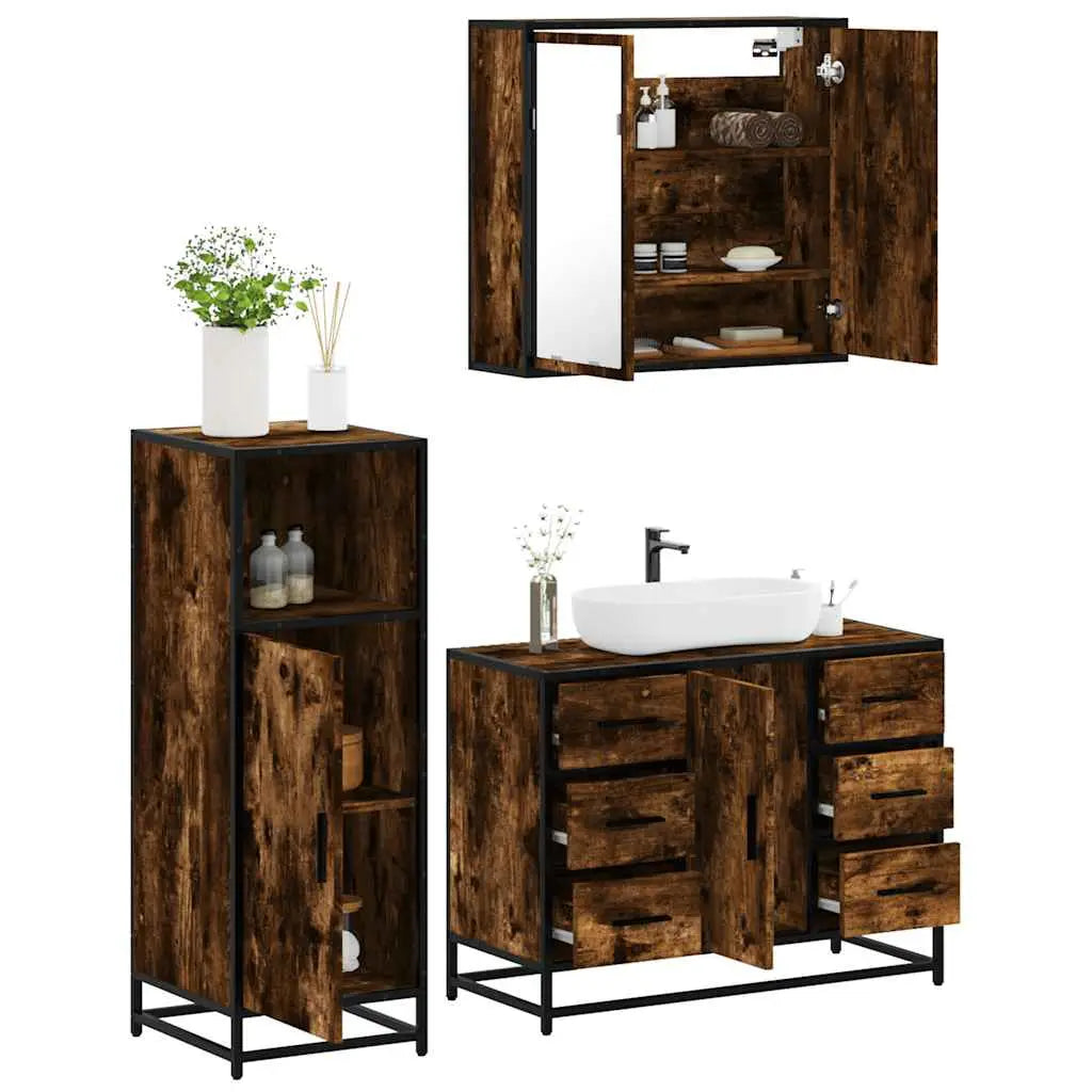Ensemble de meubles de salle de bain 3 pcs Chêne fumé - XIOS