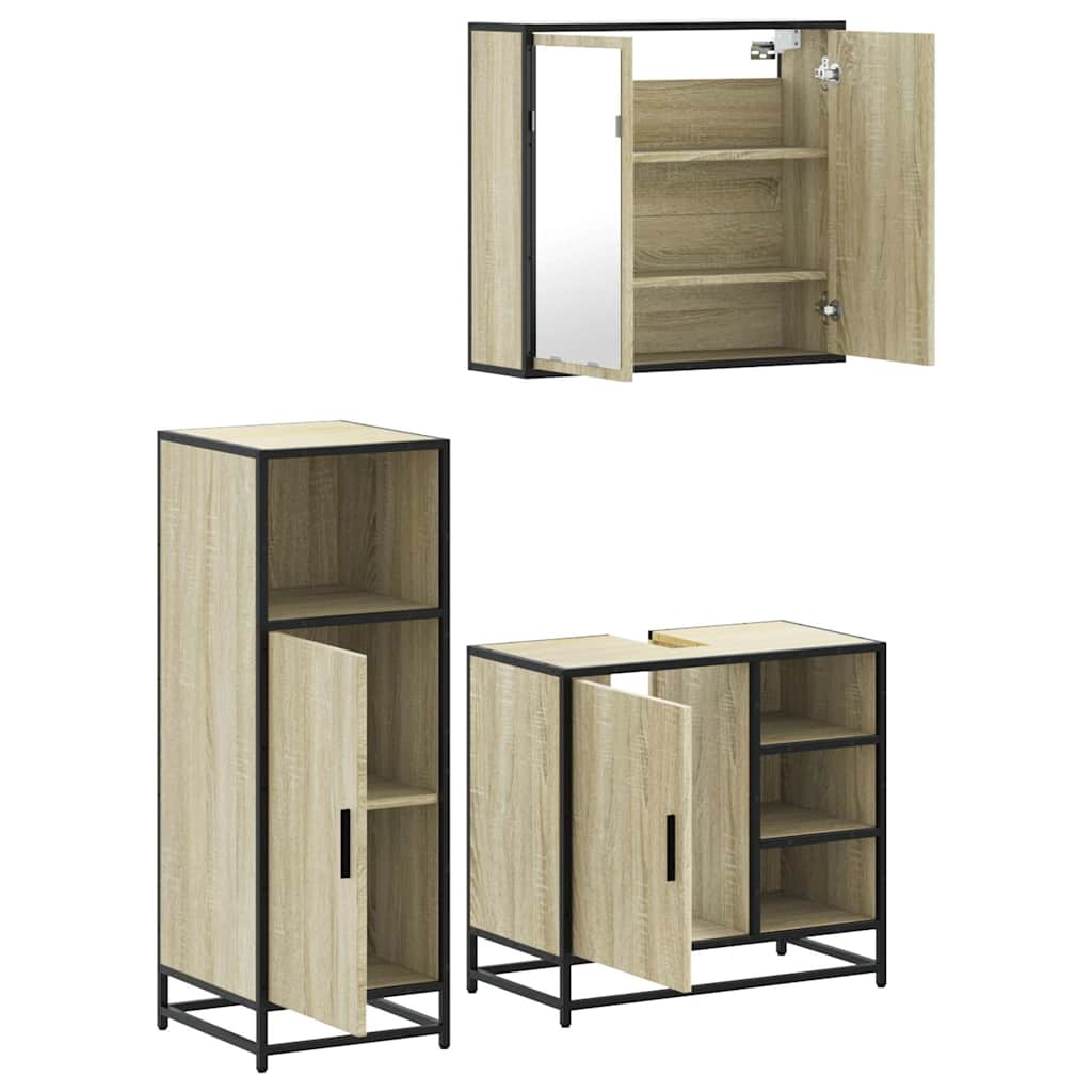 Ensemble de meubles de salle de bain 3 pcs chêne sonoma