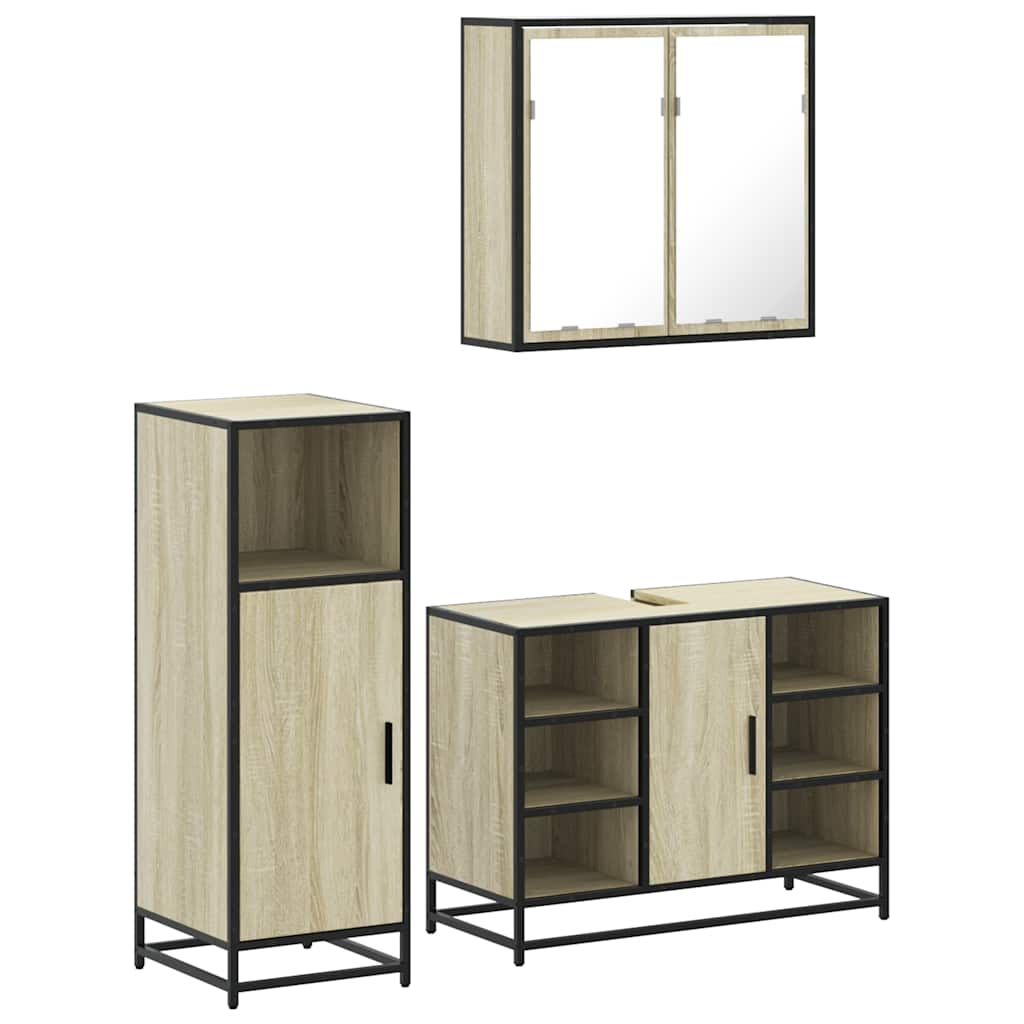 Ensemble de meubles de salle de bain 3 pcs chêne sonoma