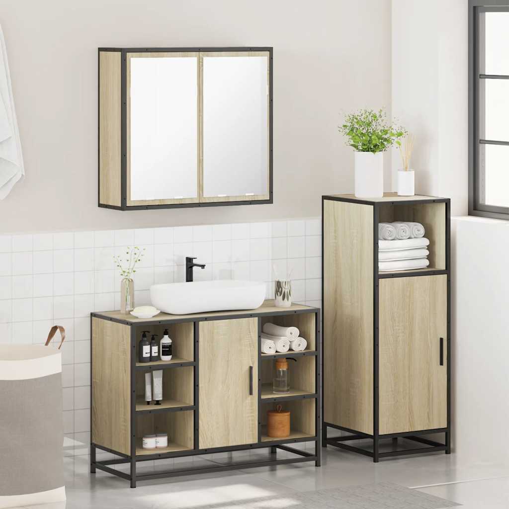Ensemble de meubles de salle de bain 3 pcs chêne sonoma