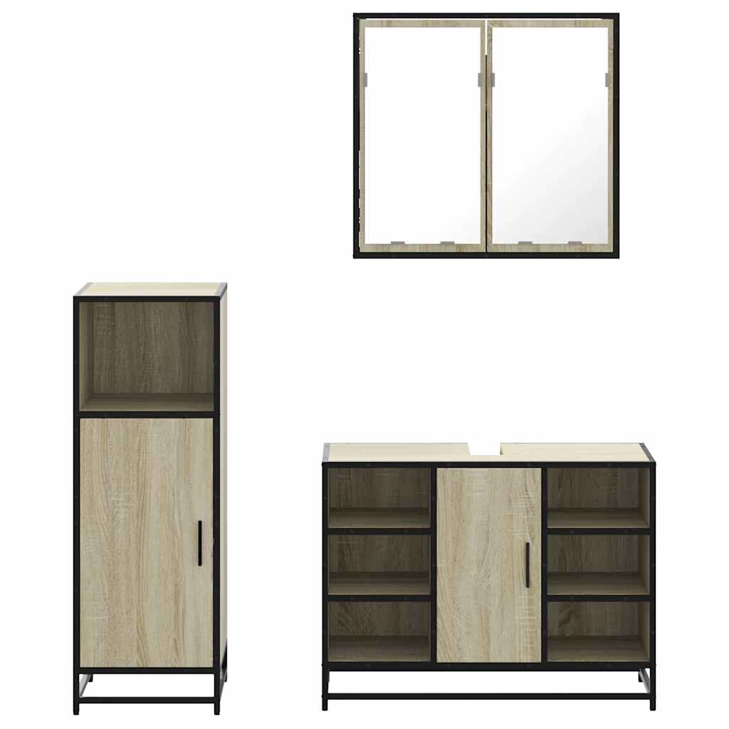 Ensemble de meubles de salle de bain 3 pcs chêne sonoma