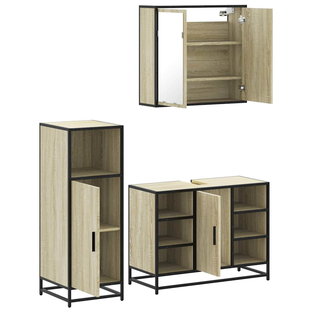 Ensemble de meubles de salle de bain 3 pcs chêne sonoma