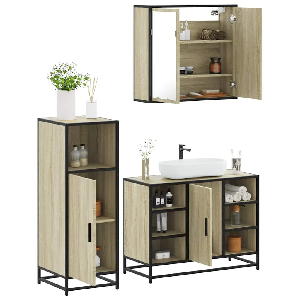 Ensemble de meubles de salle de bain 3 pcs chêne sonoma - XIOS