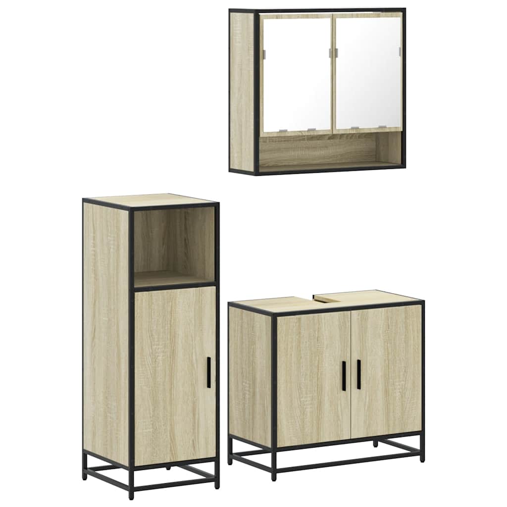 Ensemble de meubles de salle de bain 3 pcs chêne sonoma