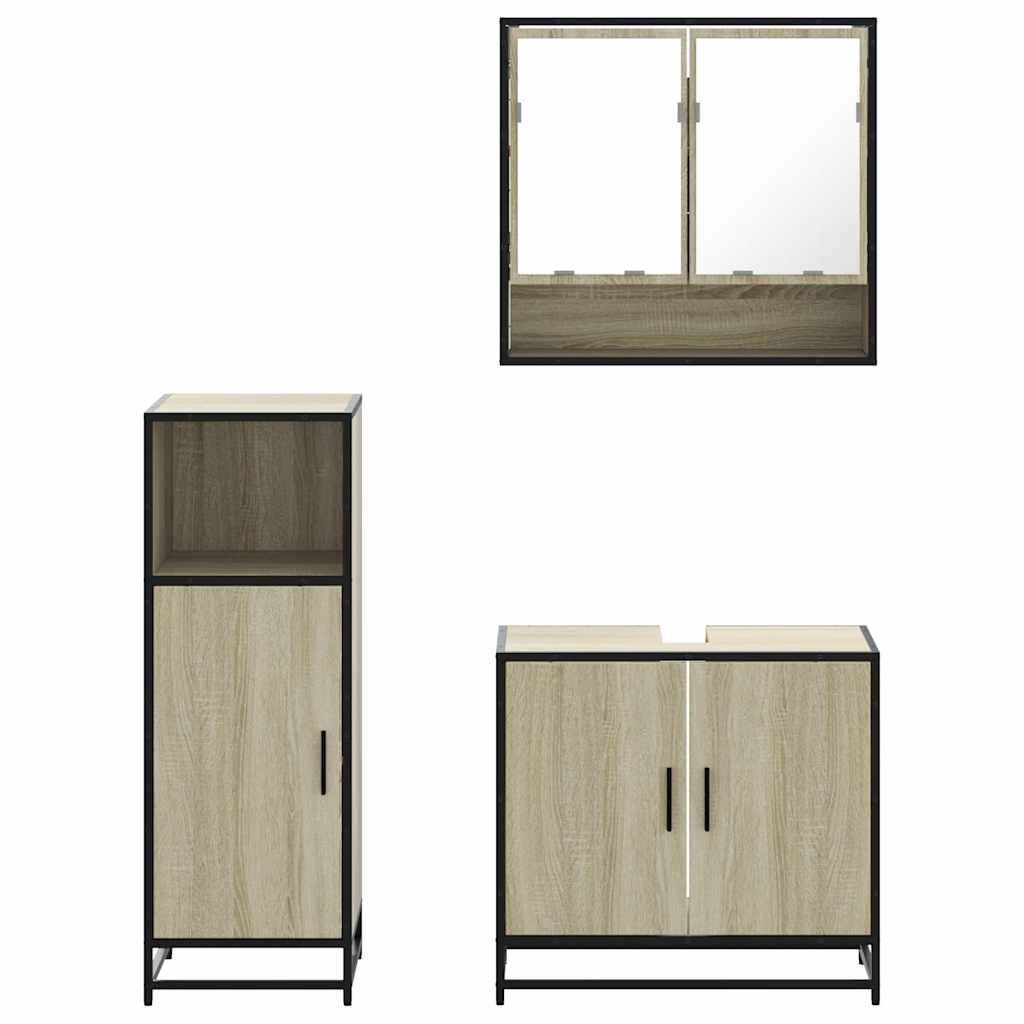Ensemble de meubles de salle de bain 3 pcs chêne sonoma
