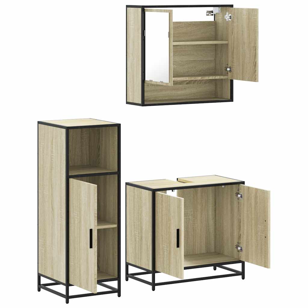 Ensemble de meubles de salle de bain 3 pcs chêne sonoma