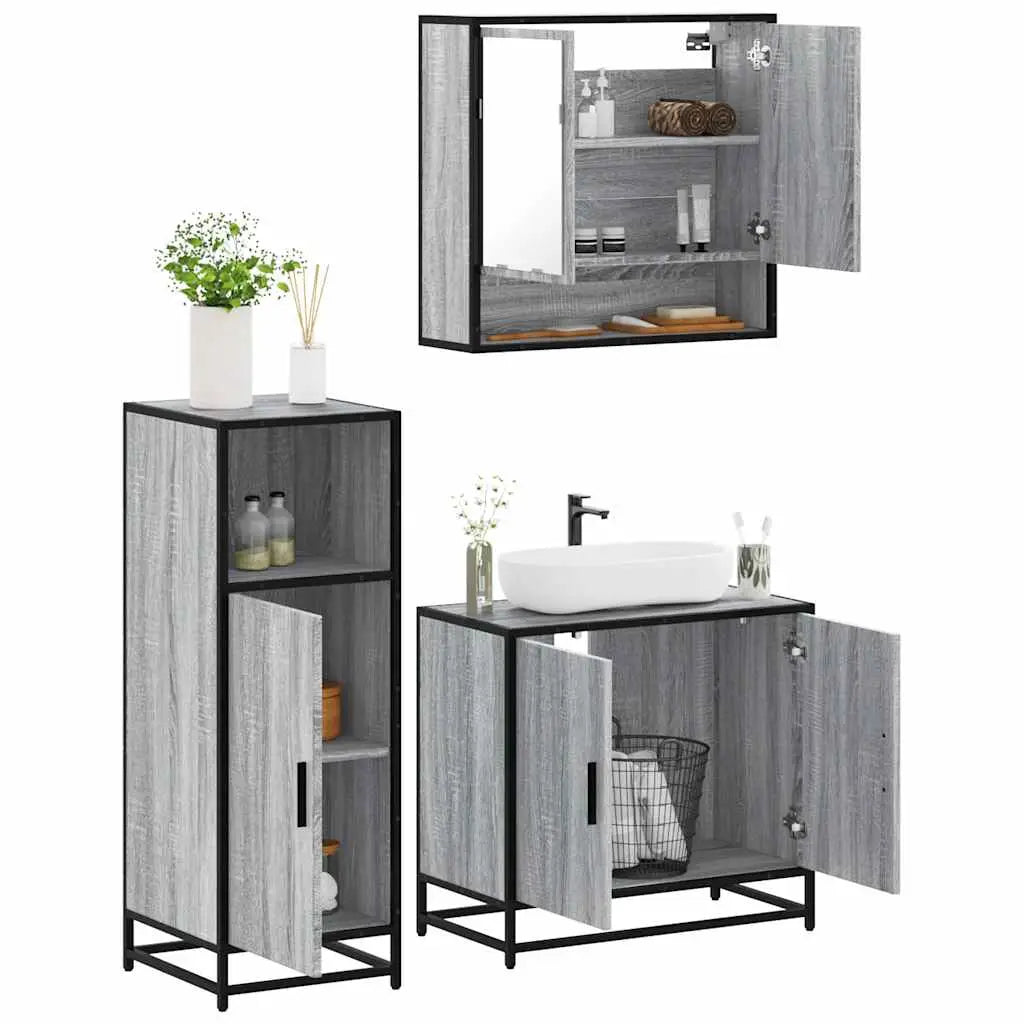 Ensemble de meubles de salle de bain 3 pcs Sonoma gris - XIOS