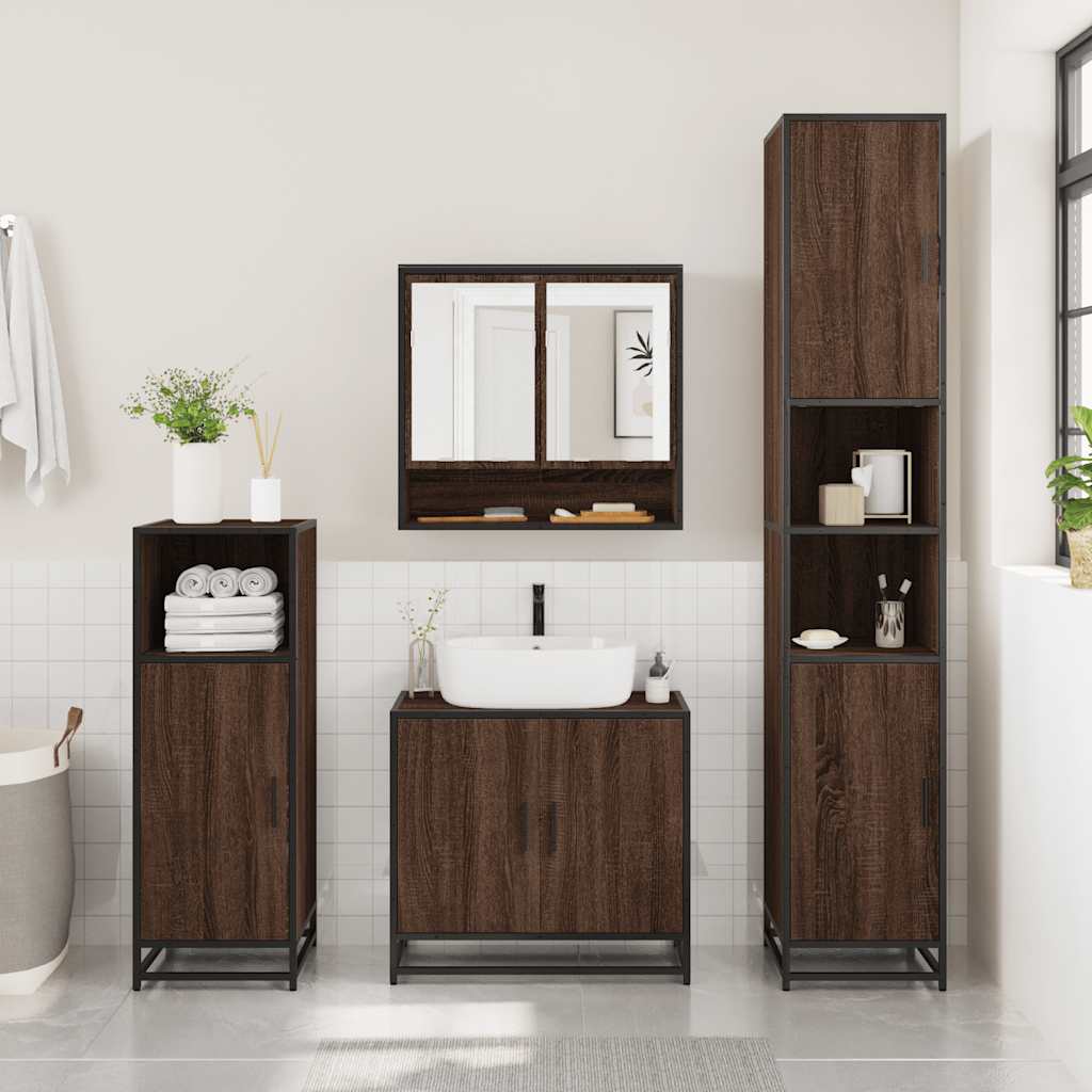 Ensemble de meubles de salle de bain 3 pcs Chêne marron