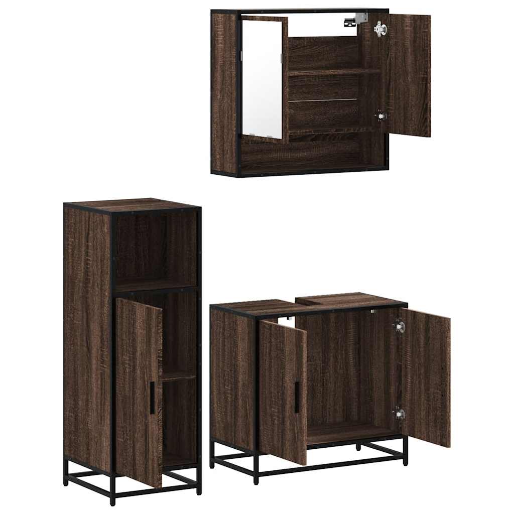 Ensemble de meubles de salle de bain 3 pcs Chêne marron