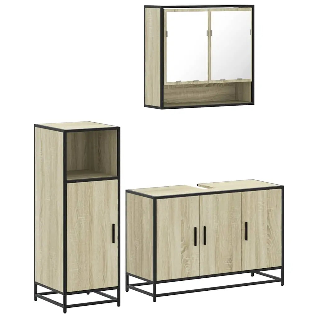 Ensemble de meubles de salle de bain 3 pcs chêne sonoma - XIOS
