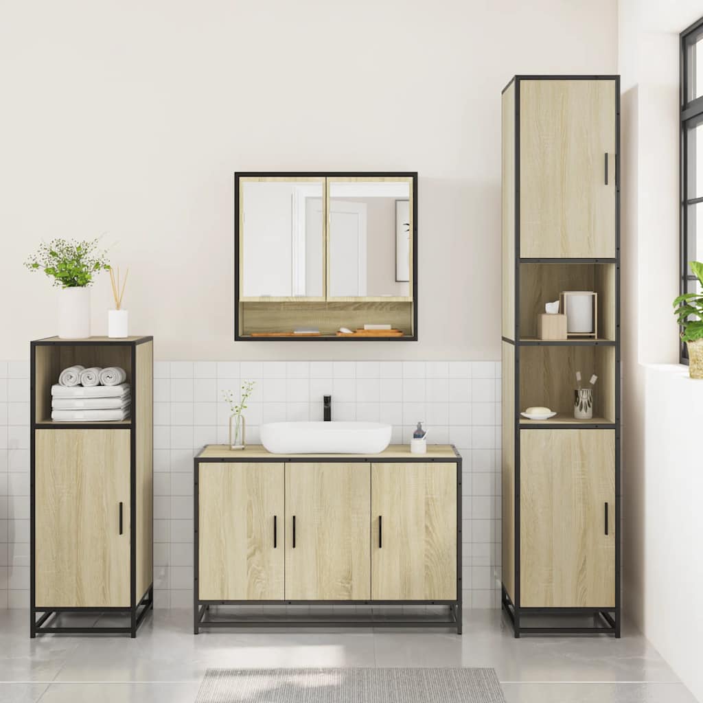Ensemble de meubles de salle de bain 3 pcs chêne sonoma