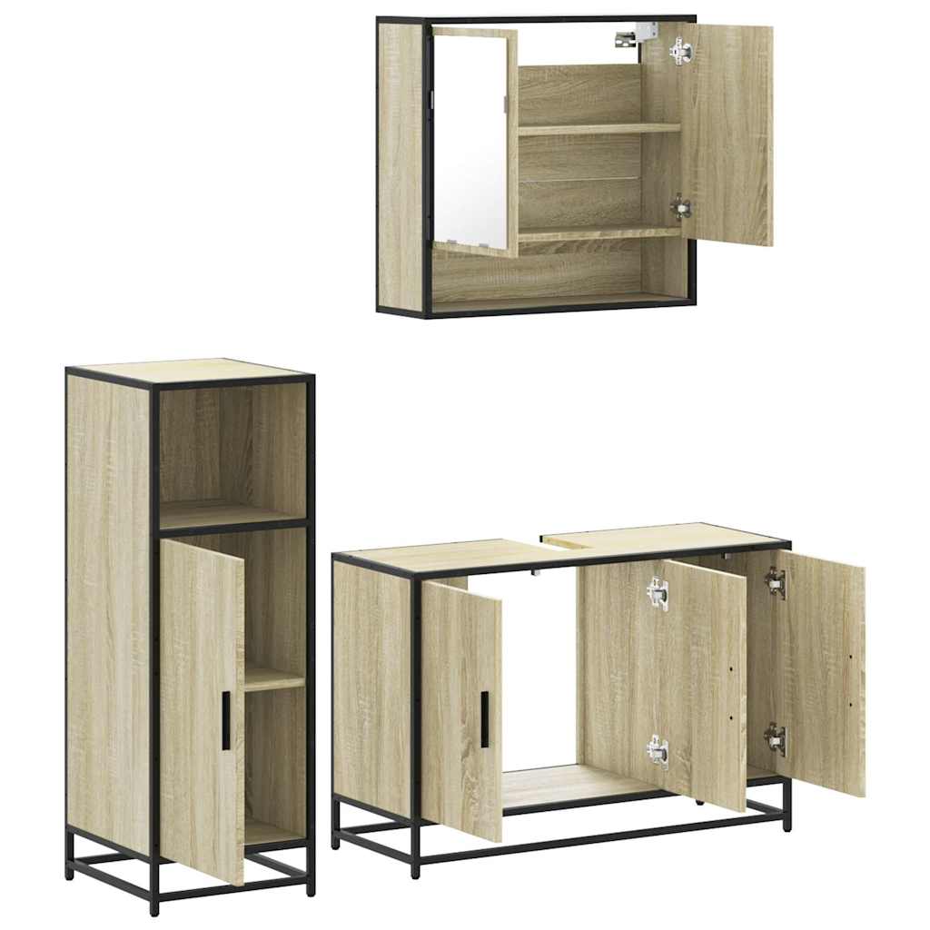 Ensemble de meubles de salle de bain 3 pcs chêne sonoma