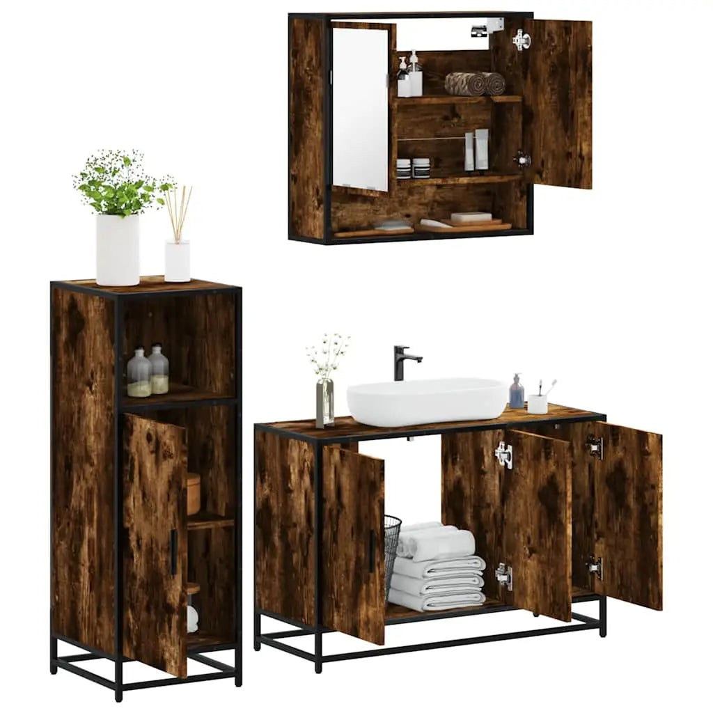 Ensemble de meubles de salle de bain 3 pcs Chêne fumé - XIOS