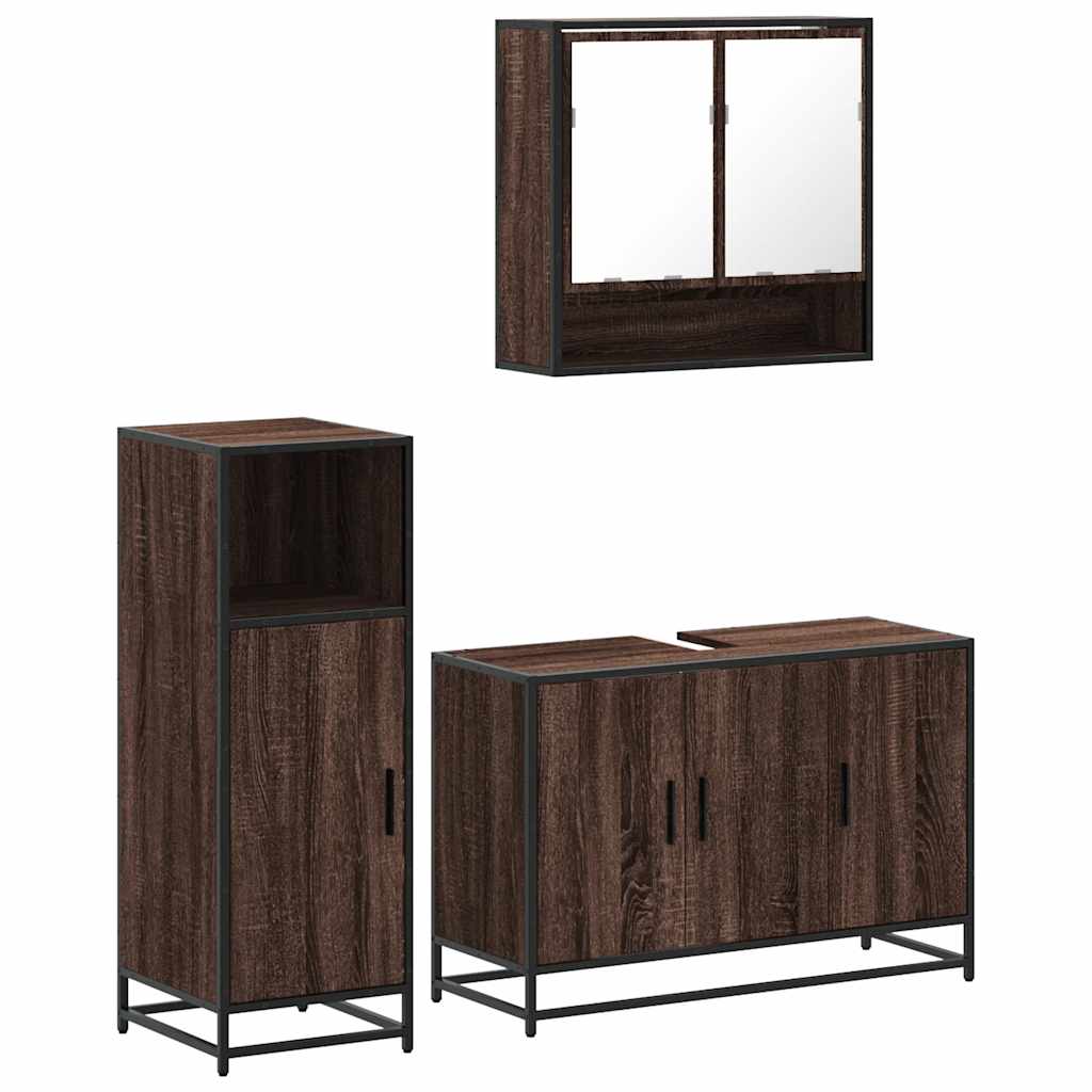 Ensemble de meubles de salle de bain 3 pcs Chêne marron