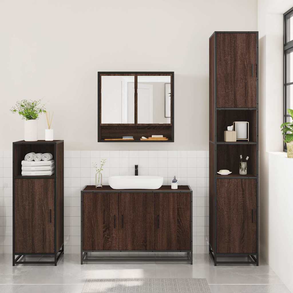Ensemble de meubles de salle de bain 3 pcs Chêne marron
