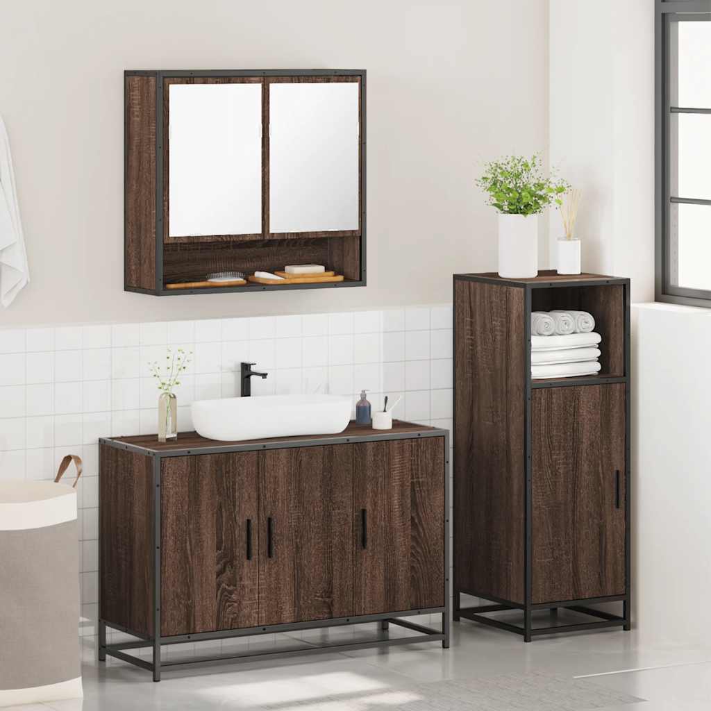 Ensemble de meubles de salle de bain 3 pcs Chêne marron
