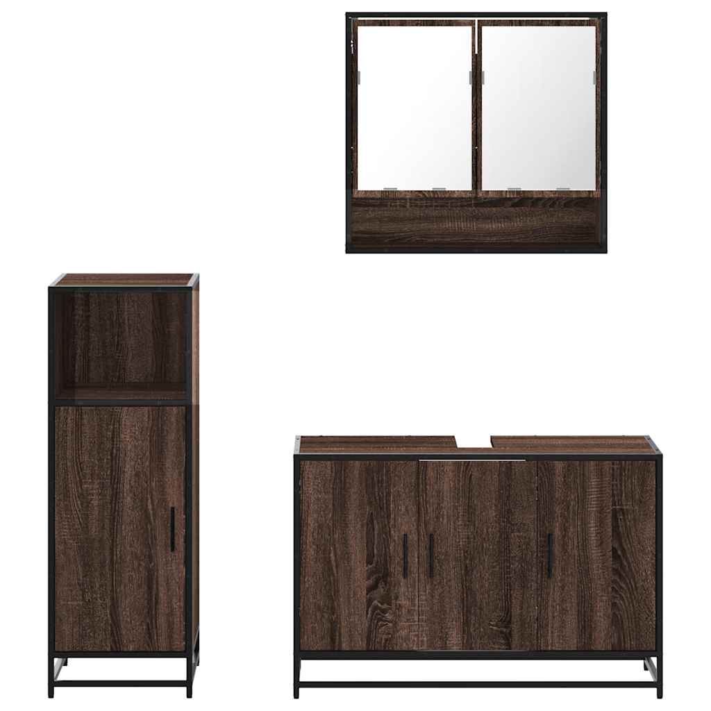Ensemble de meubles de salle de bain 3 pcs Chêne marron
