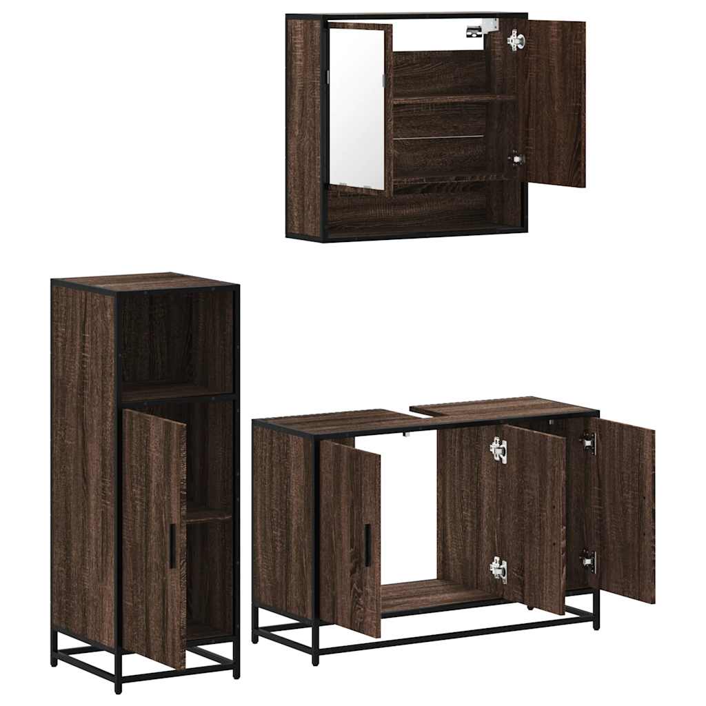 Ensemble de meubles de salle de bain 3 pcs Chêne marron